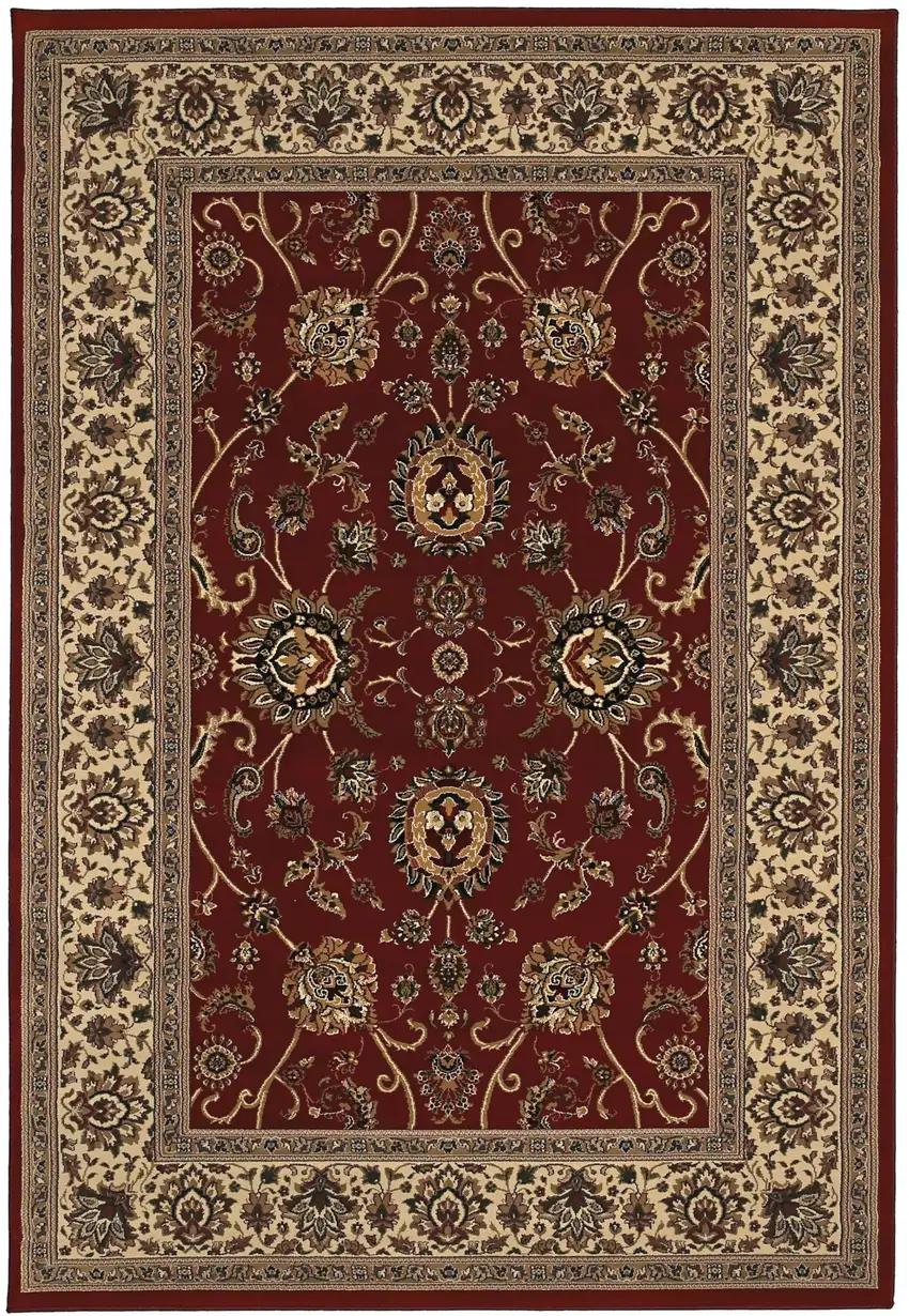 Red And Ivory Oriental Area Rug Photo 2