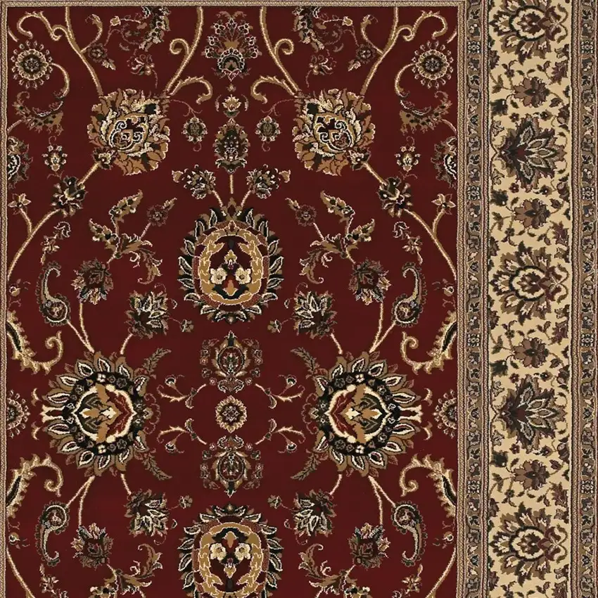 Red And Ivory Oriental Area Rug Photo 3