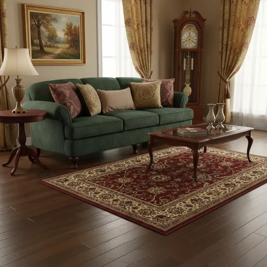 Red And Ivory Oriental Area Rug Photo 1