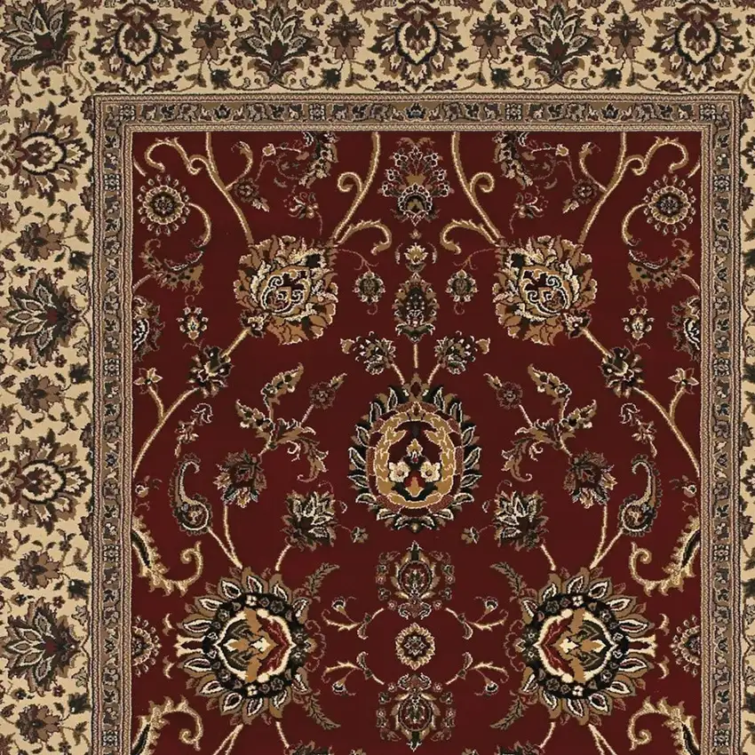 Red And Ivory Oriental Area Rug Photo 3