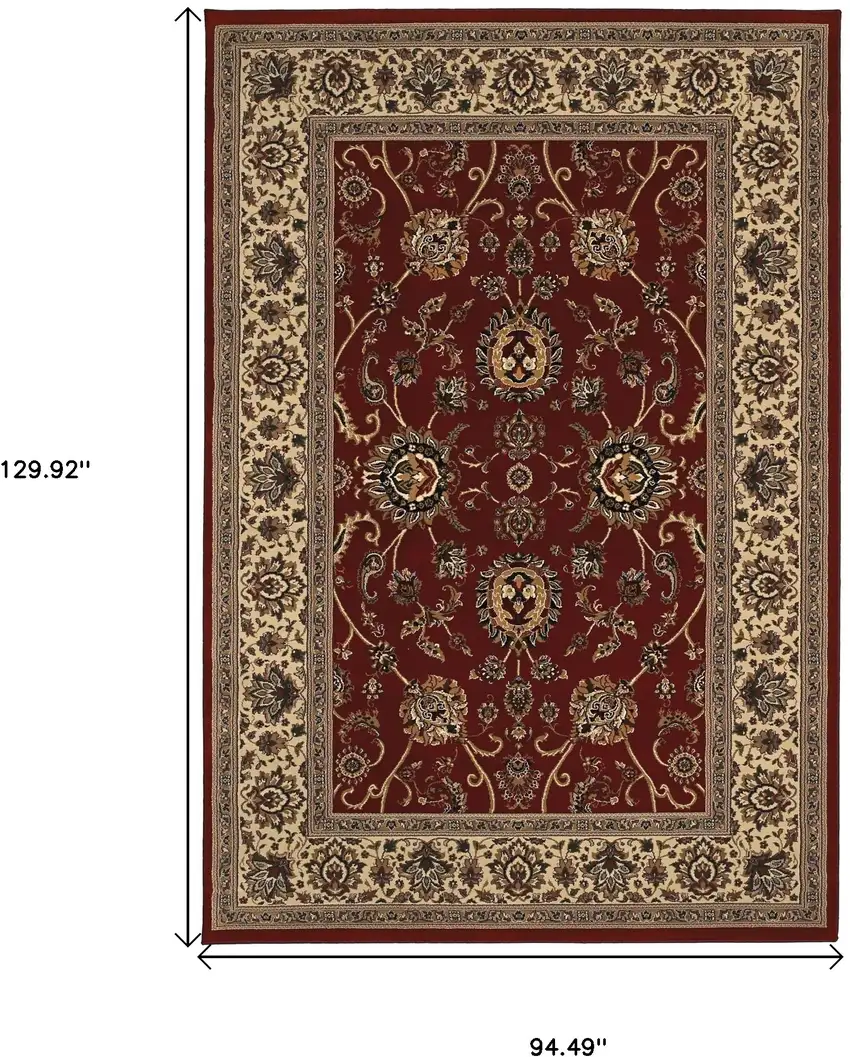Red And Ivory Oriental Area Rug Photo 5