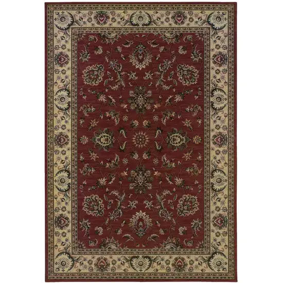 Red And Ivory Oriental Area Rug Photo 2