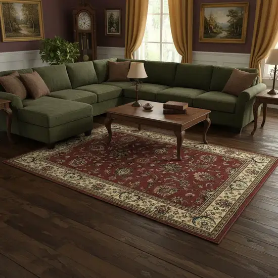 Red And Ivory Oriental Area Rug Photo 1