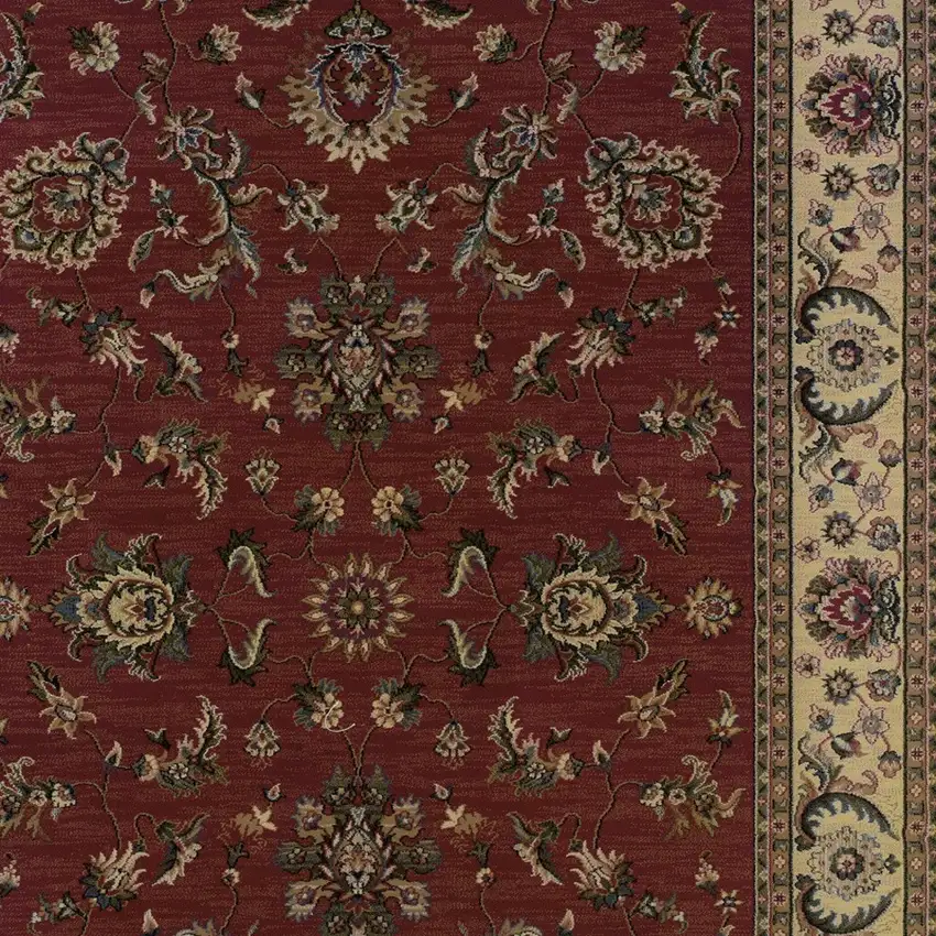 Red And Ivory Oriental Area Rug Photo 3