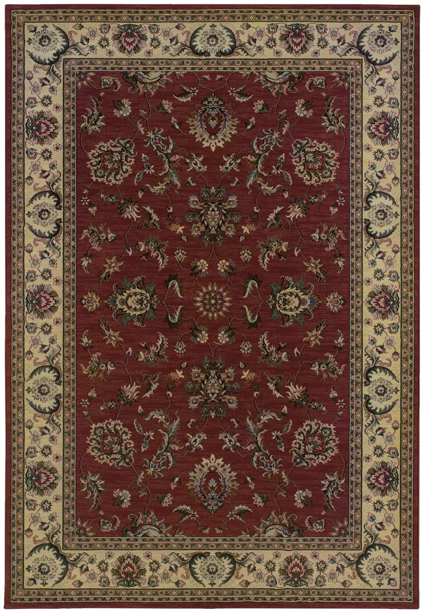 Red And Ivory Oriental Area Rug Photo 4