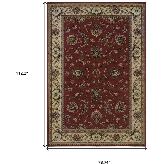 Red And Ivory Oriental Area Rug Photo 5