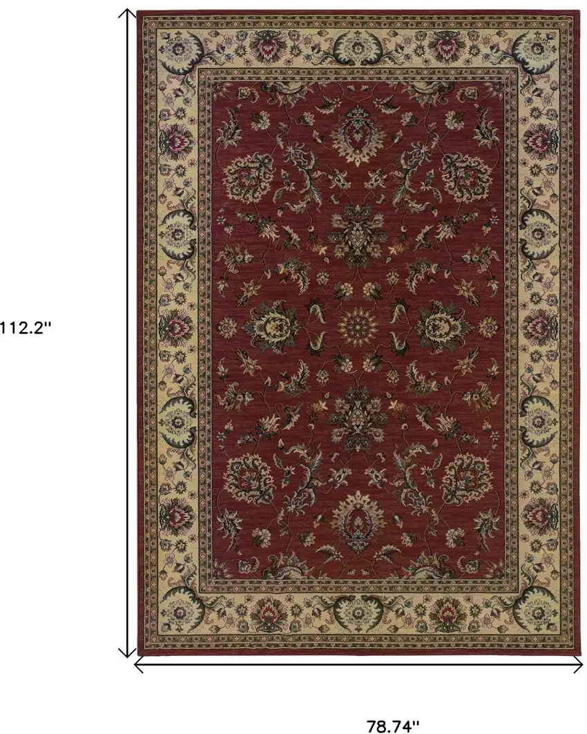 Red And Ivory Oriental Area Rug Photo 5