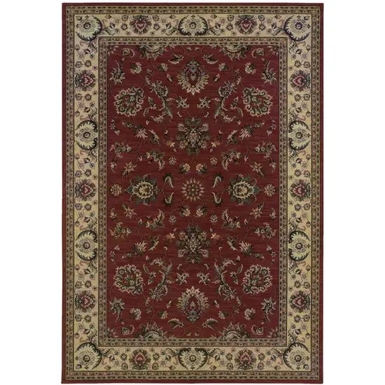 Red And Ivory Oriental Area Rug Photo 4