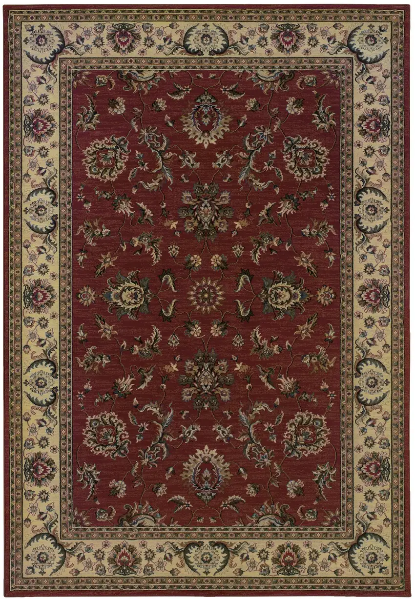 Red And Ivory Oriental Area Rug Photo 2