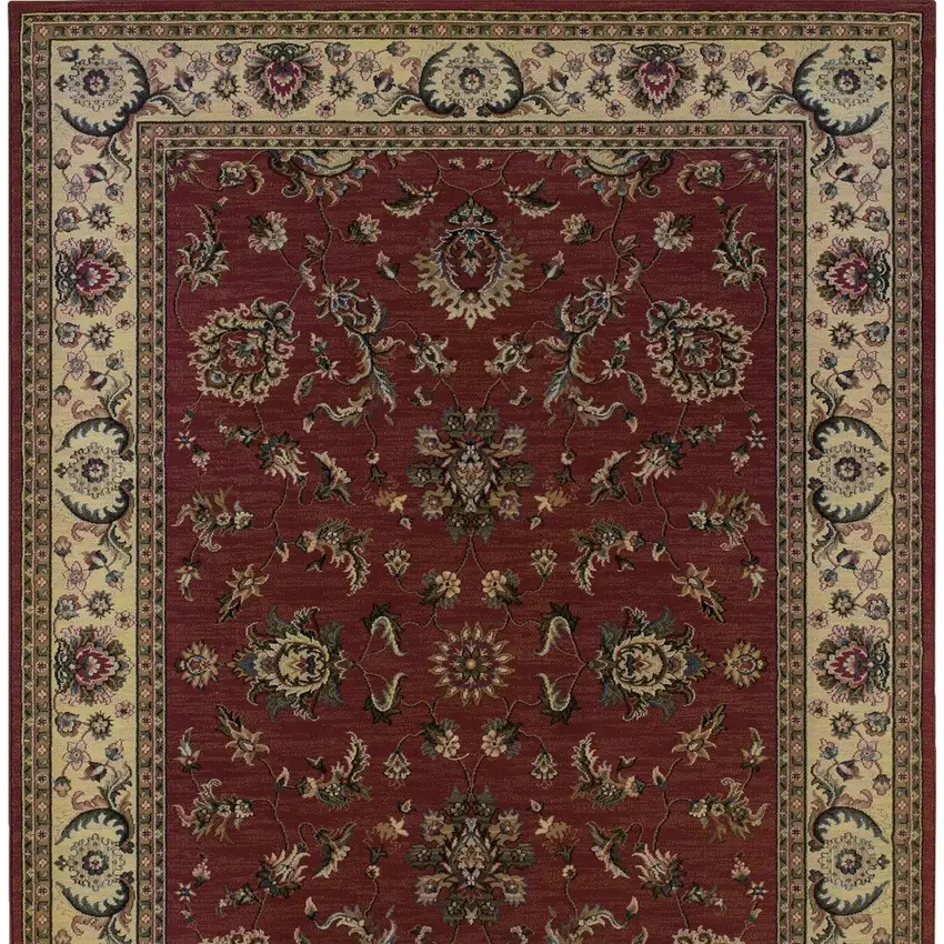 Red And Ivory Oriental Area Rug Photo 3