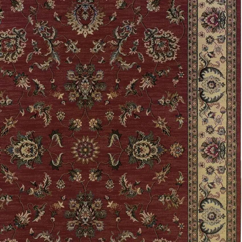 Red And Ivory Oriental Area Rug Photo 3