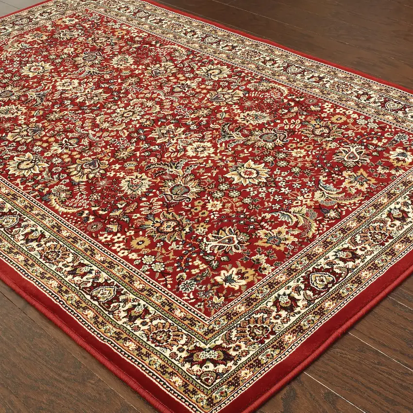 Red And Ivory Oriental Area Rug Photo 6
