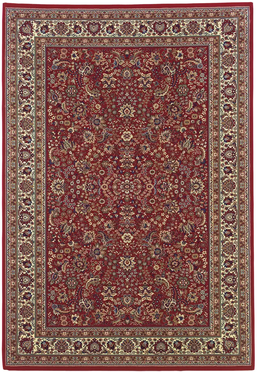 Red And Ivory Oriental Area Rug Photo 3