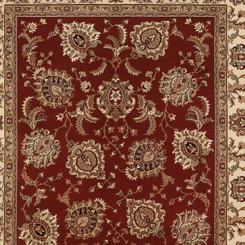 Red And Ivory Oriental Area Rug Photo 4
