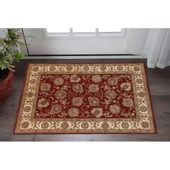 Red And Ivory Oriental Area Rug Photo 1