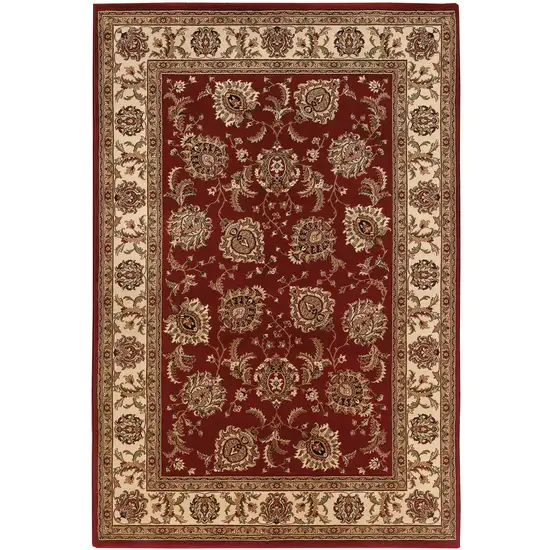 Red And Ivory Oriental Area Rug Photo 2