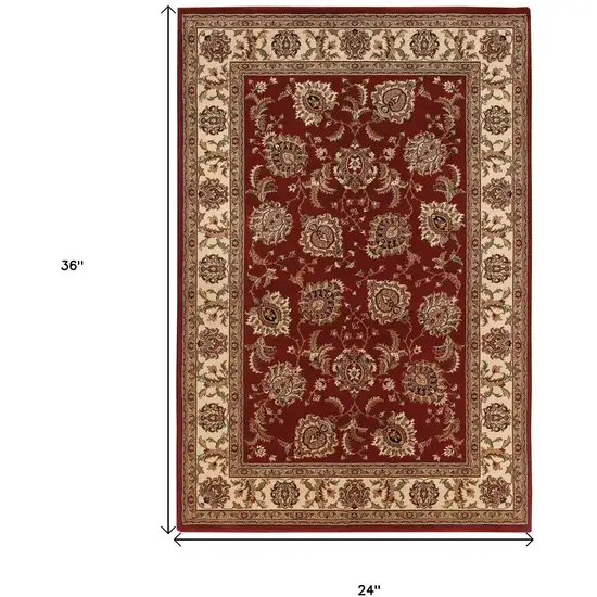 Red And Ivory Oriental Area Rug Photo 3