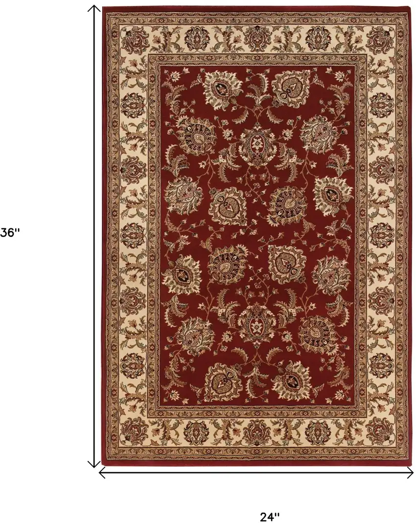 Red And Ivory Oriental Area Rug Photo 3