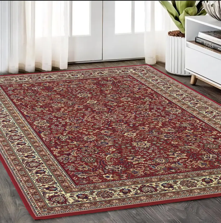 Red And Ivory Oriental Area Rug Photo 1