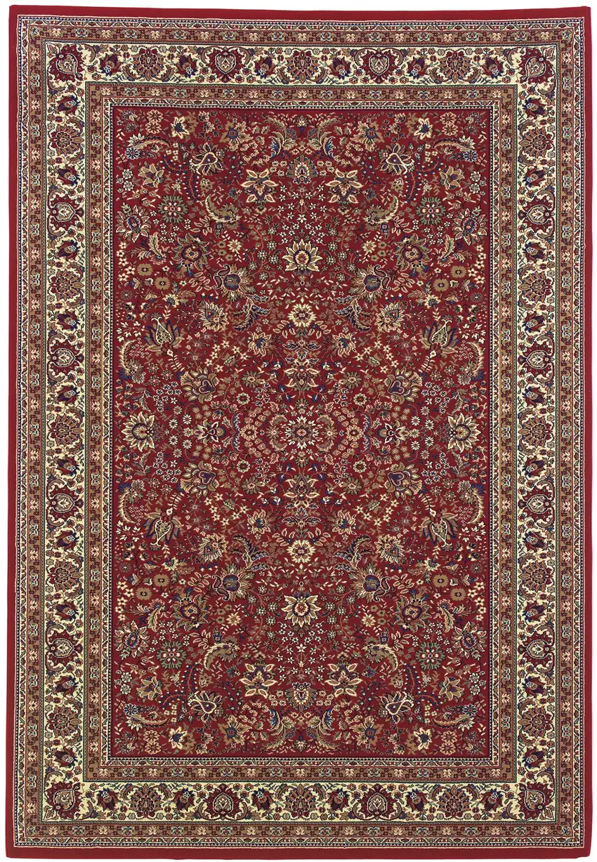Red And Ivory Oriental Area Rug Photo 5