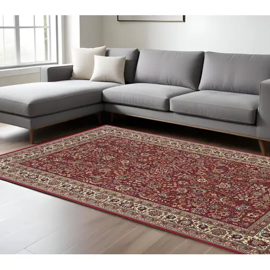 Red And Ivory Oriental Area Rug Photo 1