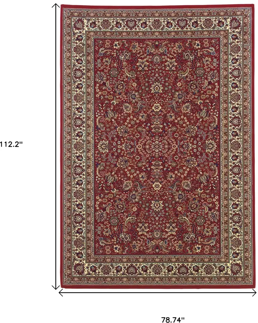Red And Ivory Oriental Area Rug Photo 3