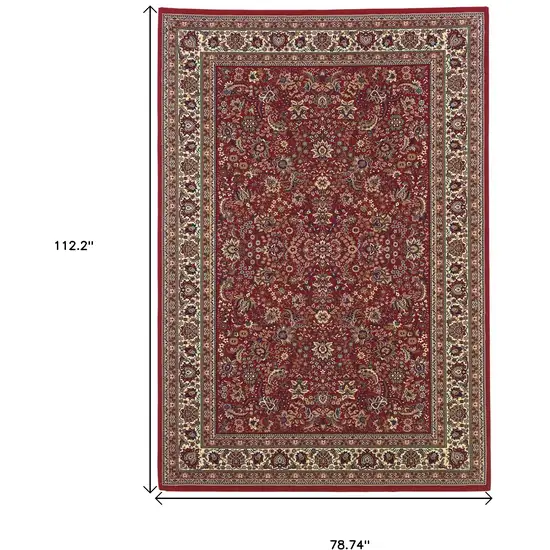 Red And Ivory Oriental Area Rug Photo 3