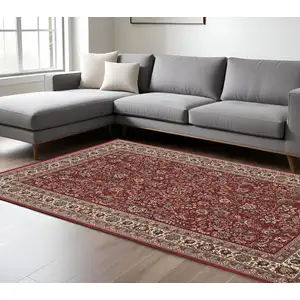 Photo of Red And Ivory Oriental Area Rug