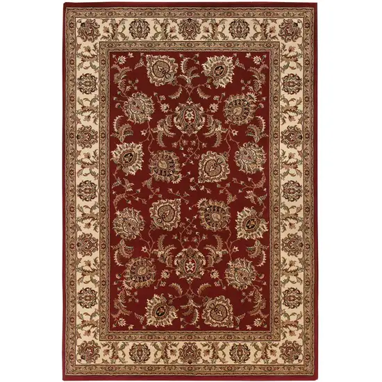 Red And Ivory Oriental Area Rug Photo 5