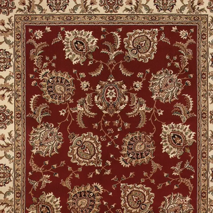 Red And Ivory Oriental Area Rug Photo 4