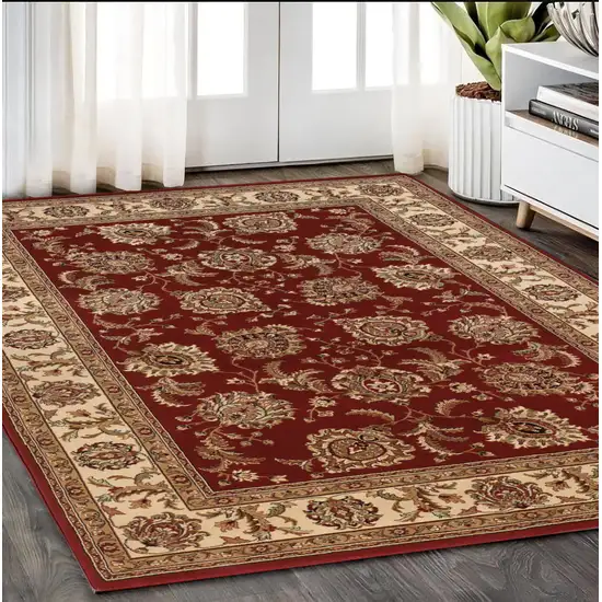 Red And Ivory Oriental Area Rug Photo 1