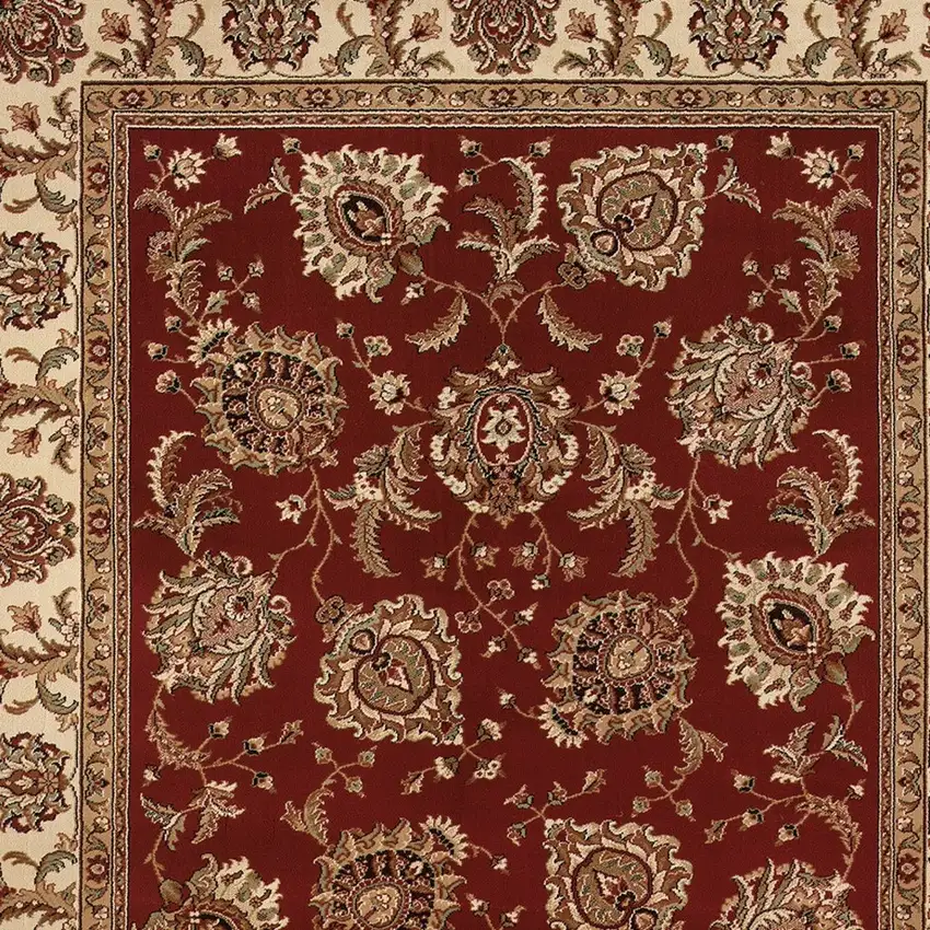 Red And Ivory Oriental Area Rug Photo 4