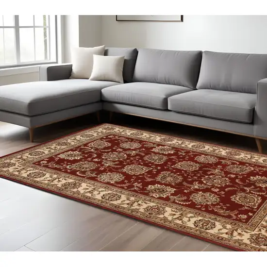 Red And Ivory Oriental Area Rug Photo 1