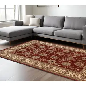 Photo of Red And Ivory Oriental Area Rug
