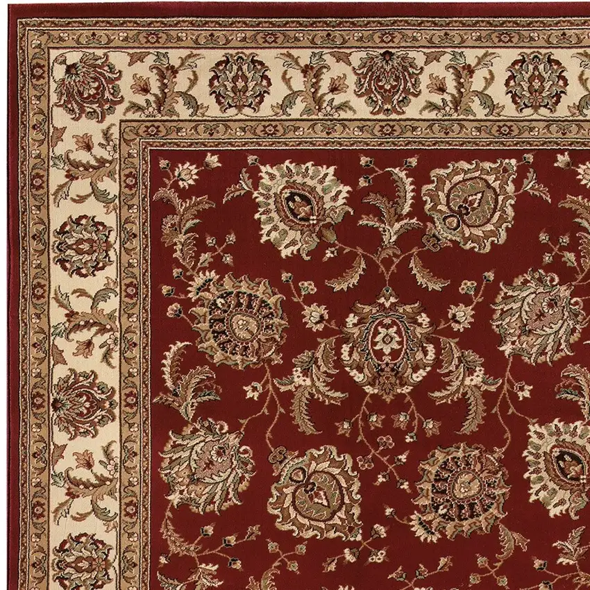Red And Ivory Oriental Area Rug Photo 4