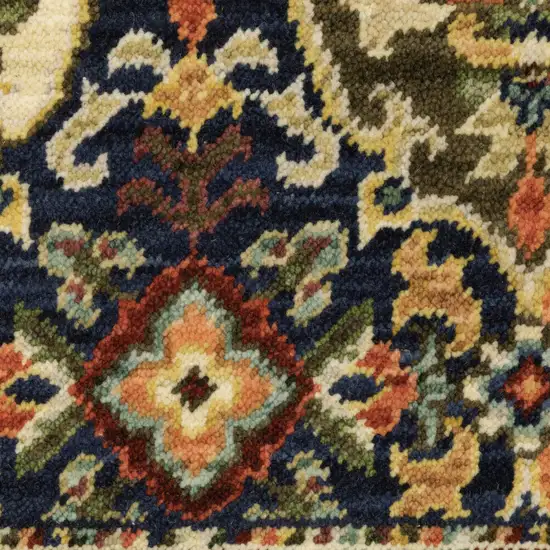 Red And Ivory Oriental Power Loom Runner Rug With Fringe Photo 9