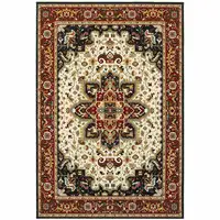 Photo of Red And Ivory Oriental Power Loom Stain Resistant Area Rug