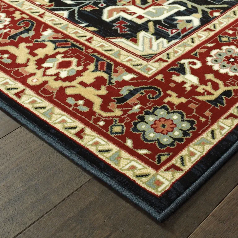 Red And Ivory Oriental Power Loom Stain Resistant Area Rug Photo 4
