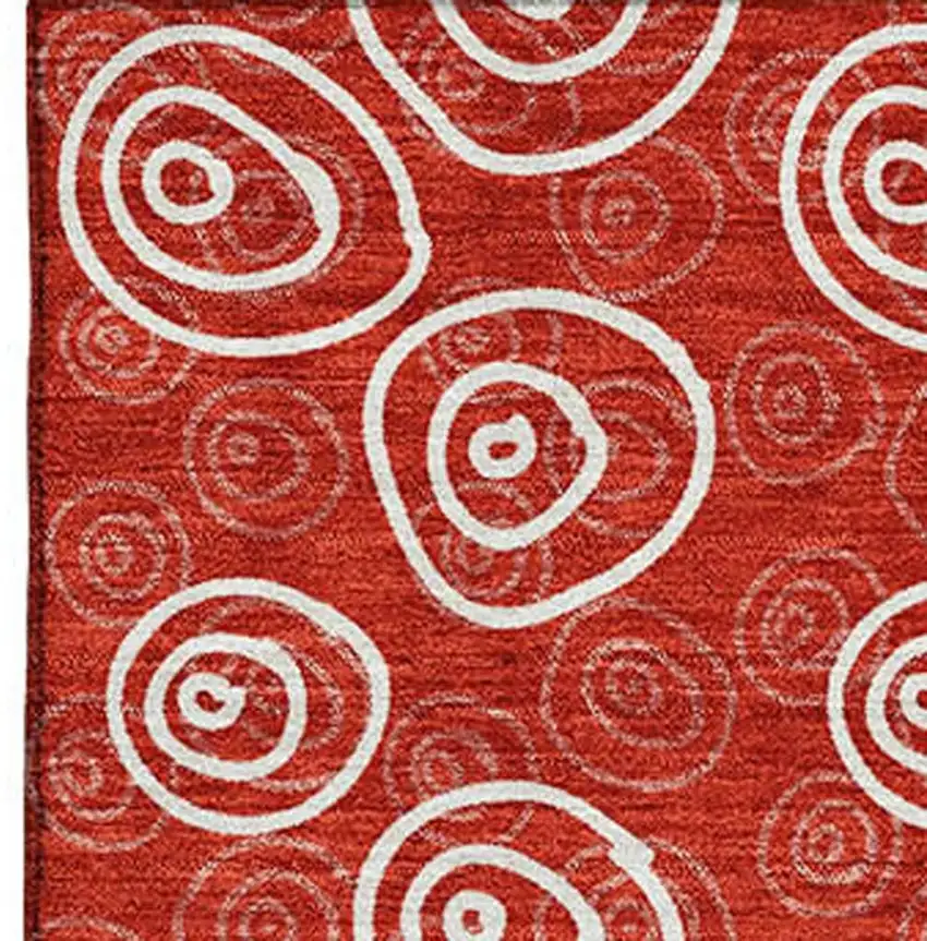 Red And Ivory Polka Dot Washable Area Rug With UV Protection Photo 3