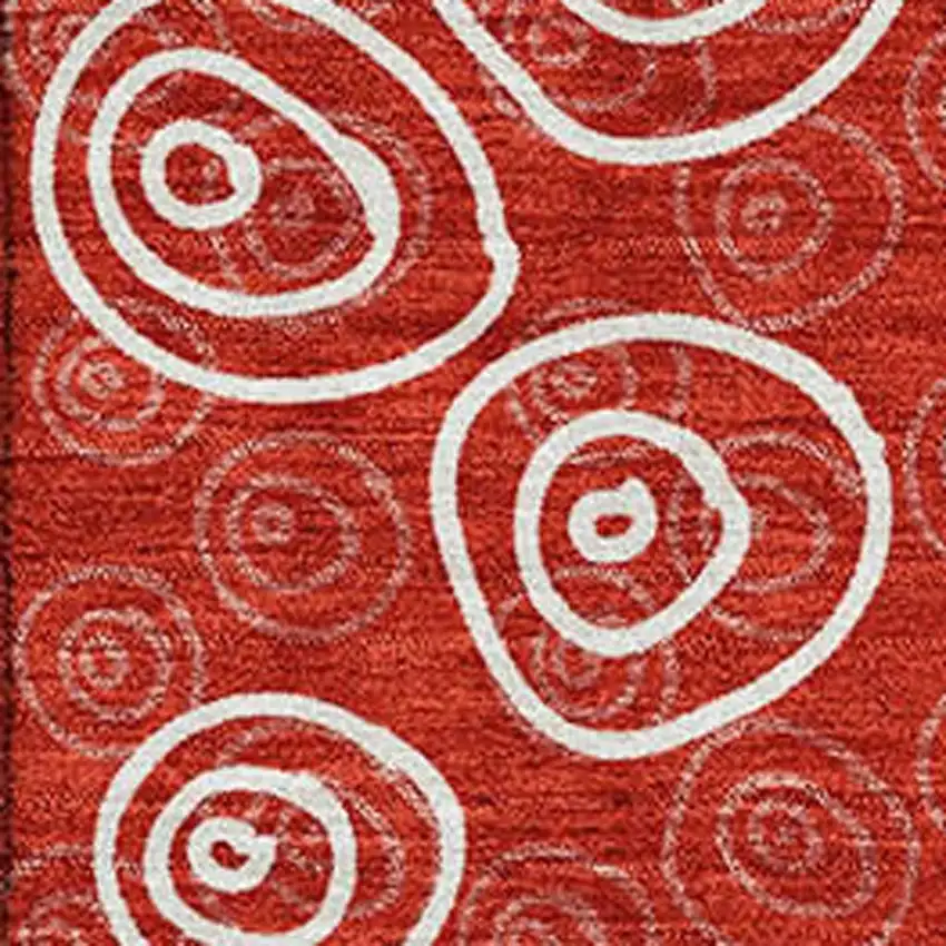 Red And Ivory Polka Dot Washable Area Rug With UV Protection Photo 3