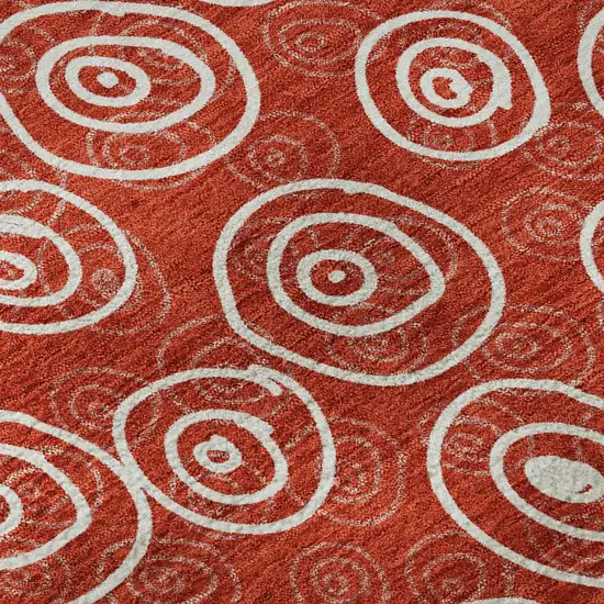 Red And Ivory Polka Dot Washable Area Rug With UV Protection Photo 9