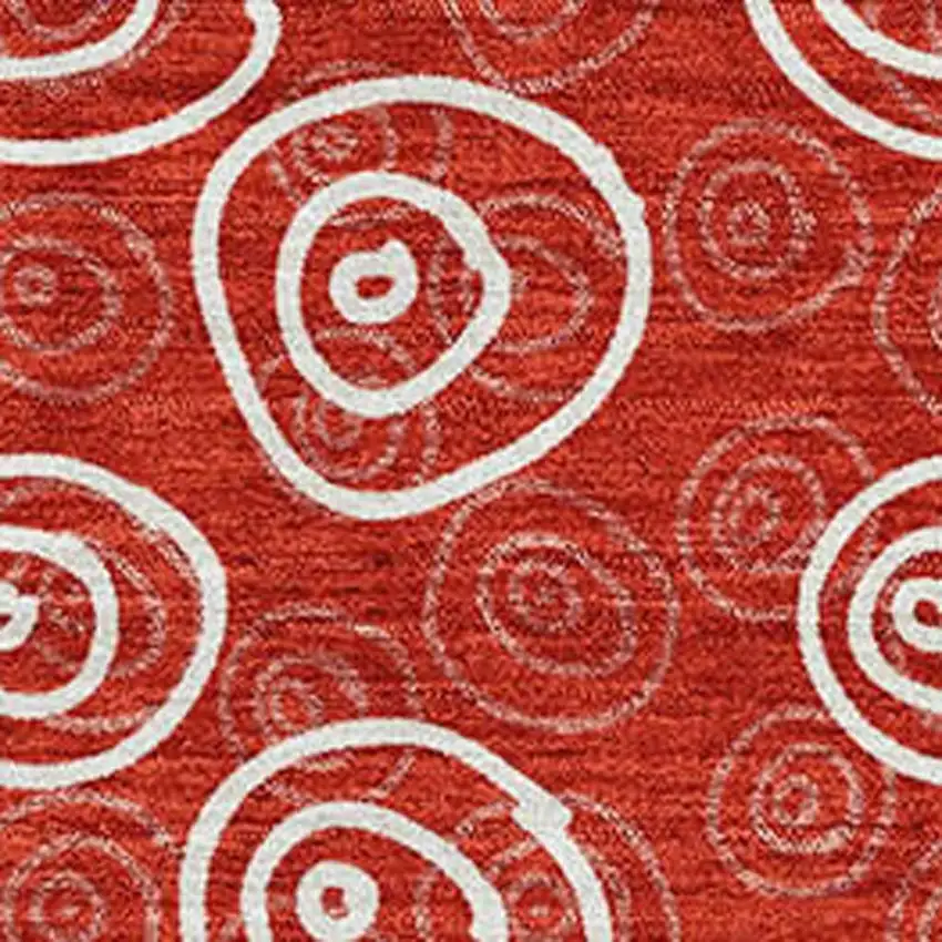 Red And Ivory Polka Dot Washable Area Rug With UV Protection Photo 3