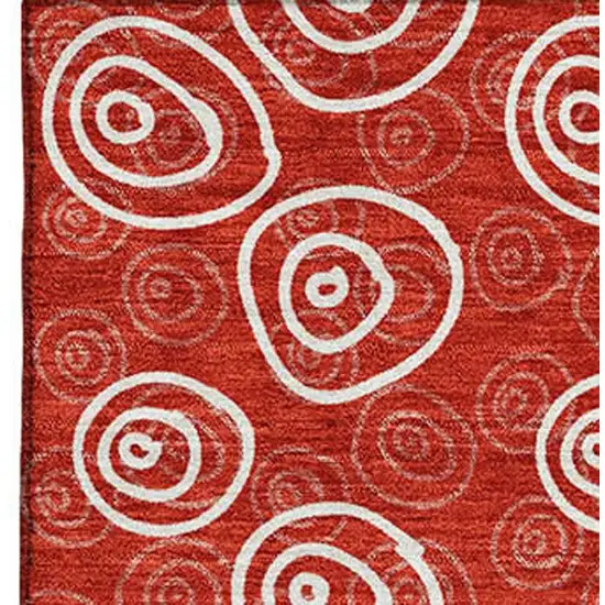 Red And Ivory Polka Dot Washable Area Rug With UV Protection Photo 3