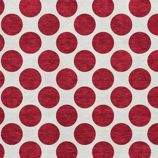 Red And Ivory Polka Dot Washable Area Rug With UV Protection Photo 2