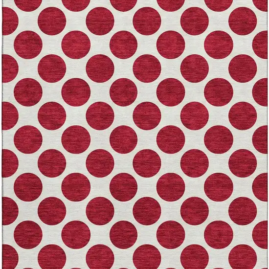 Red And Ivory Polka Dot Washable Area Rug With UV Protection Photo 4