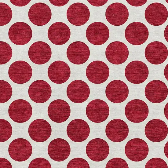 Red And Ivory Polka Dot Washable Area Rug With UV Protection Photo 2