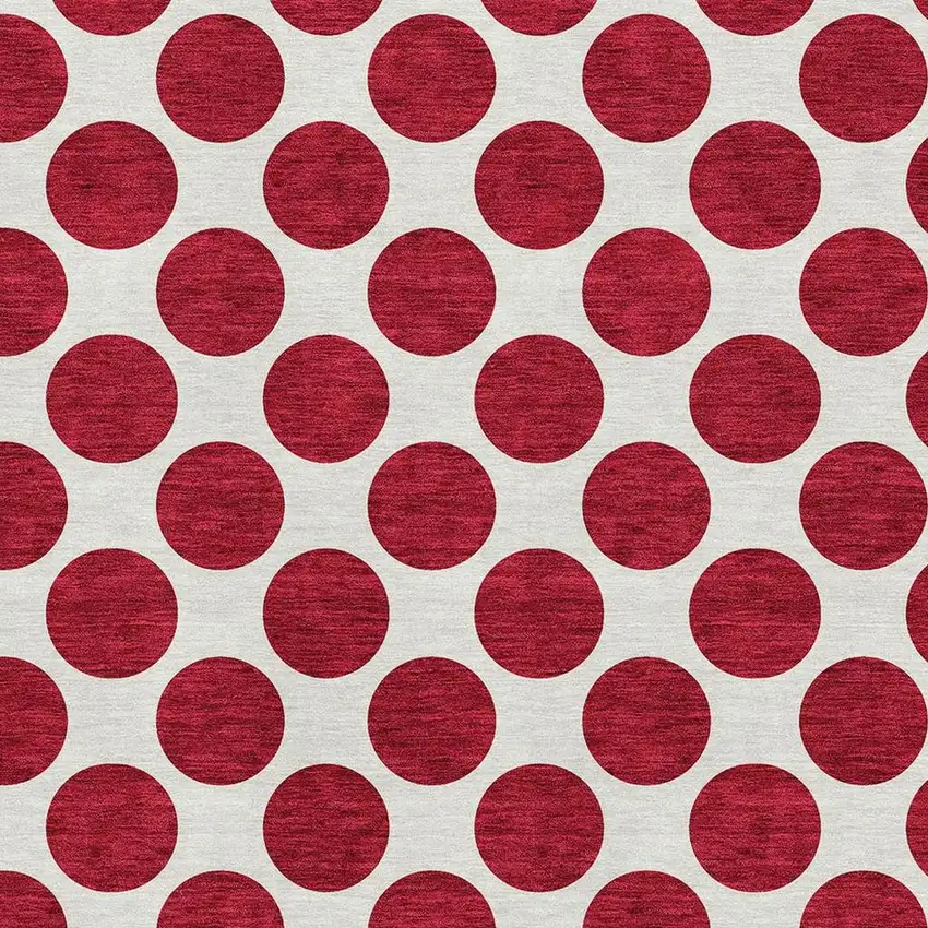 Red And Ivory Polka Dot Washable Area Rug With UV Protection Photo 2