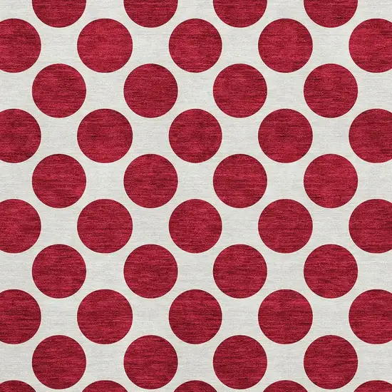 Red And Ivory Polka Dot Washable Area Rug With UV Protection Photo 2