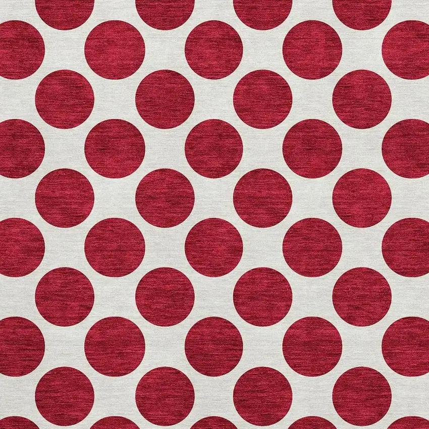 Red And Ivory Polka Dot Washable Area Rug With UV Protection Photo 2