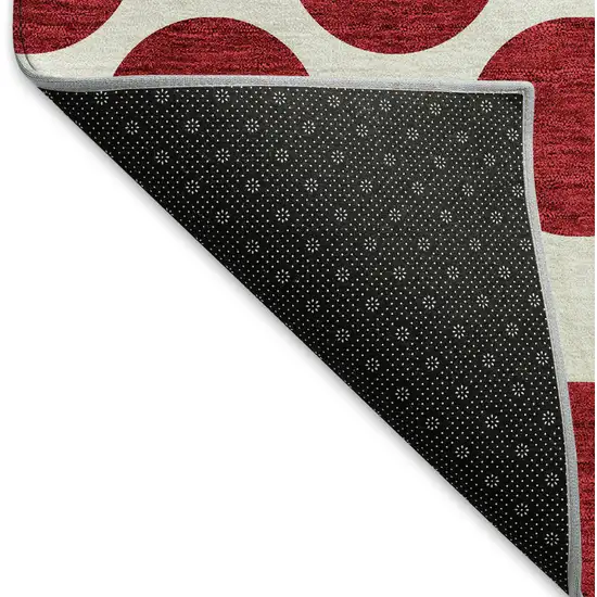 Red And Ivory Polka Dot Washable Area Rug With UV Protection Photo 6